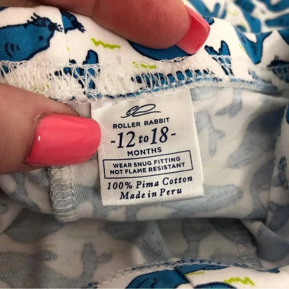 Roller‎ Rabbit pajama pants blue seals size 12-18 months